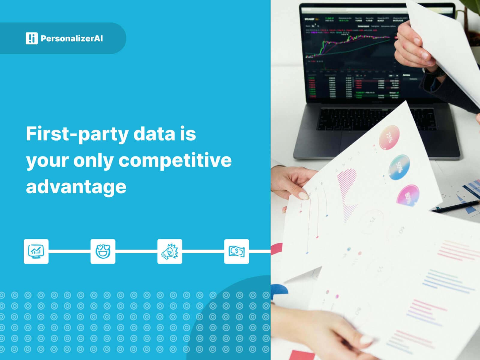 First-party data is your only competitive advantage written on blue background