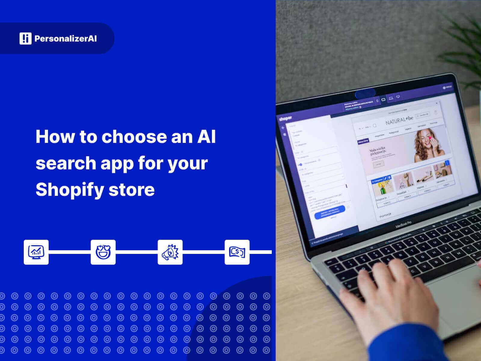 How to choose an AI search app for your Shopify store written on blue background