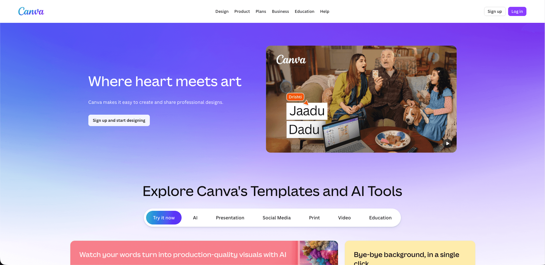 Screenshot of Canva AI tool