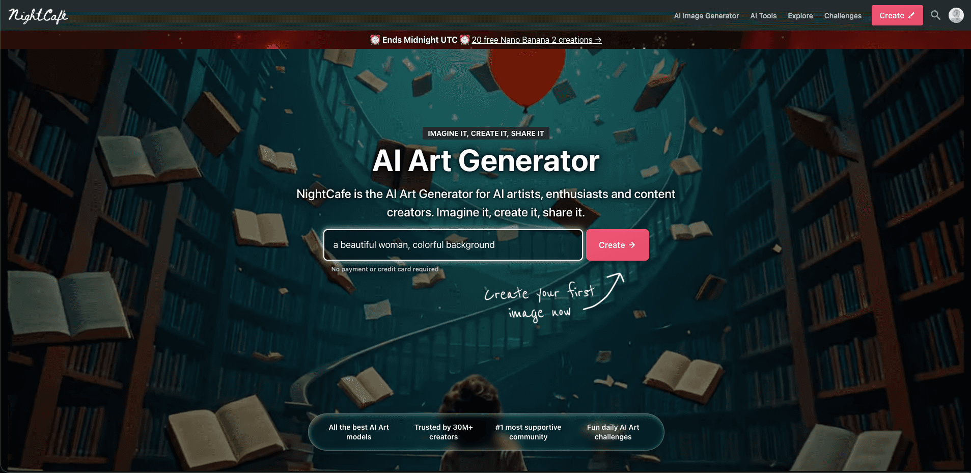 Screenshot of Nightcafe AI tool