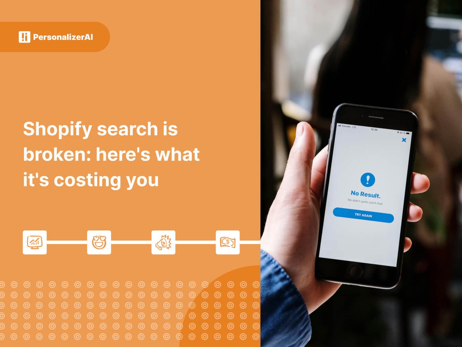 Shopify search is broken: here's what it's costing you written on yellow background