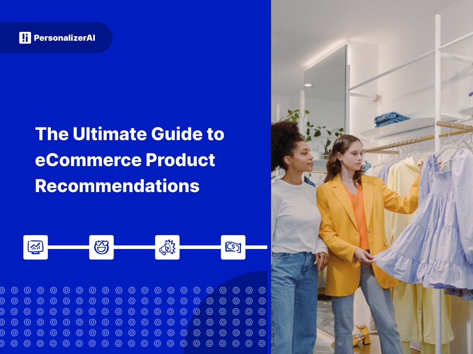 The Ultimate Guide to eCommerce Product Recommendations written on blue background