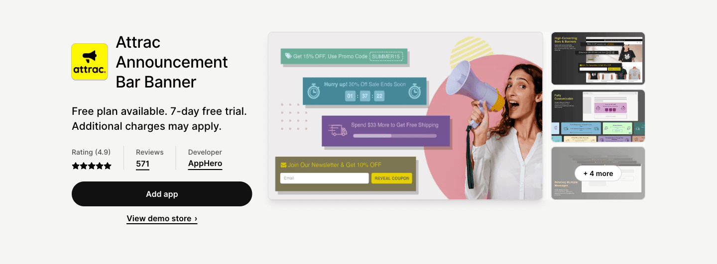 High-converting announcement bars, banners, & email signup forms to engage customers and grow sales