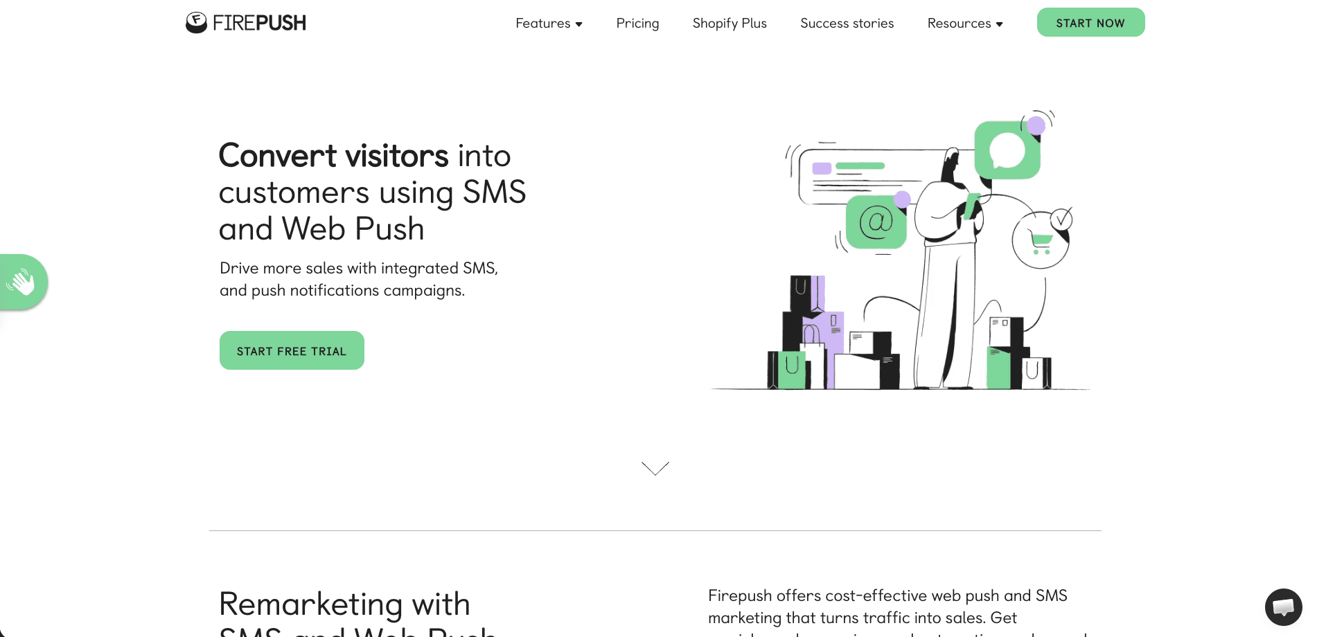 Screenshot of Firepush homepage