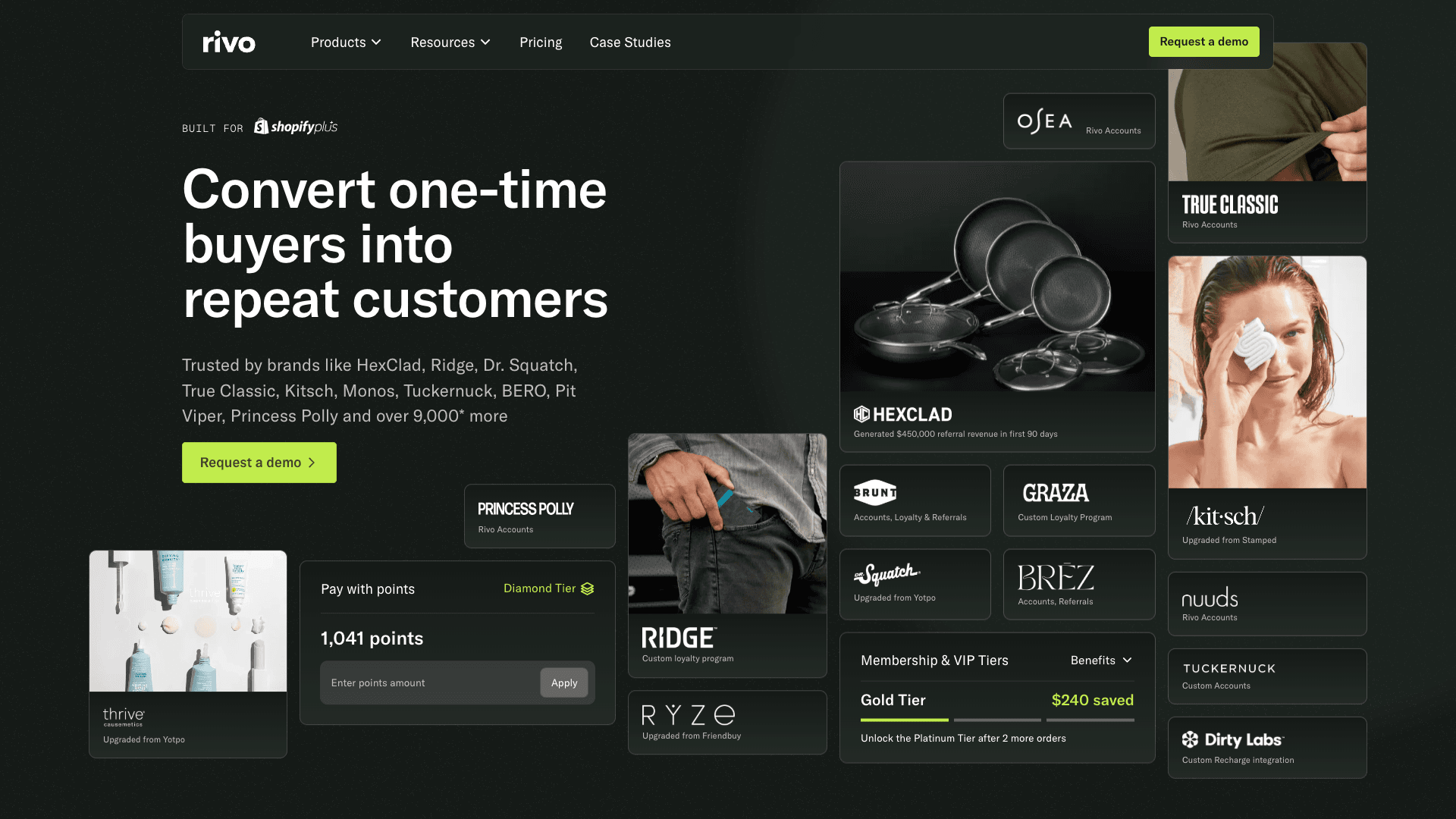 Screenshot of Rivo homepage